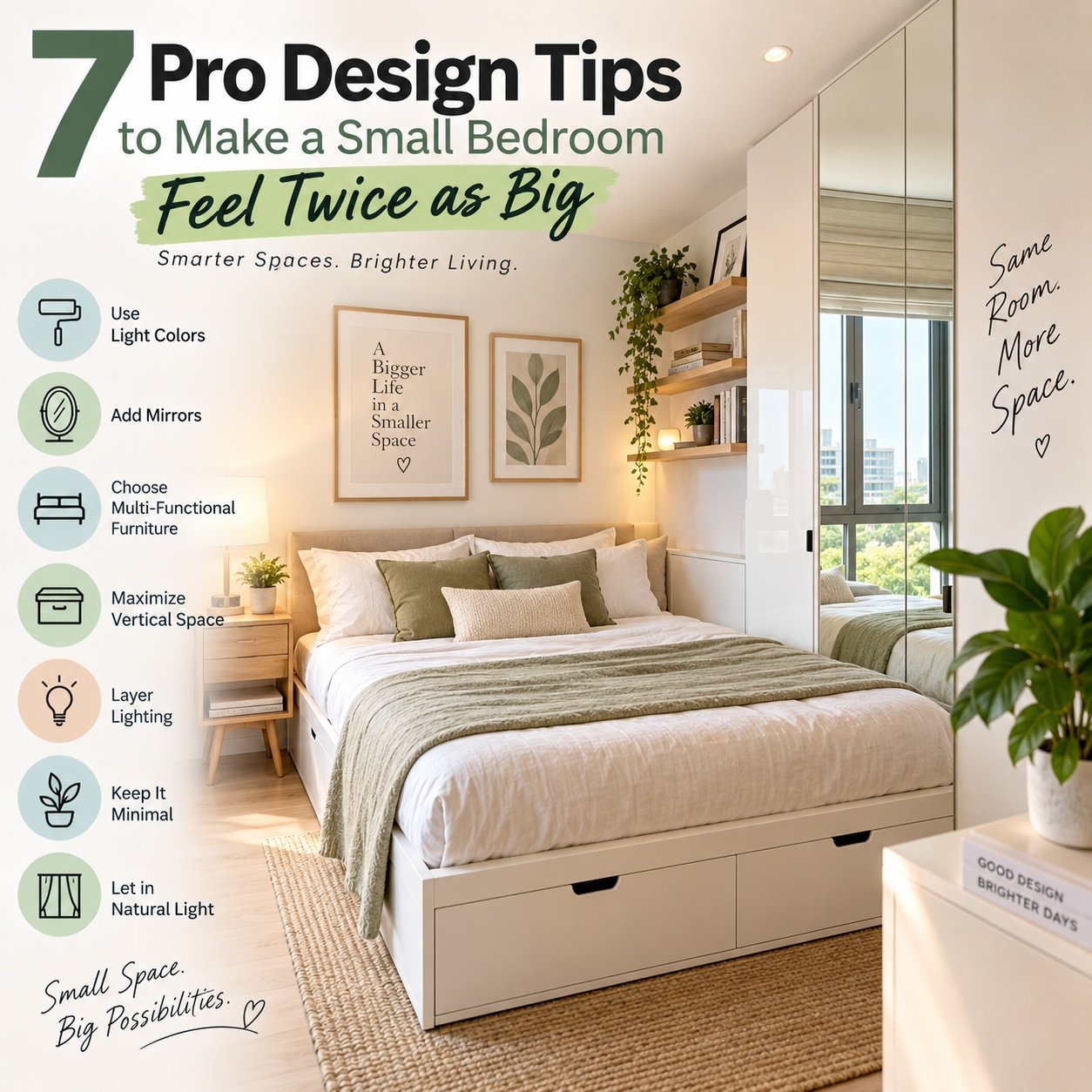 7 Pro Design Tips to Make a Small Bedroom Feel Twice as Big