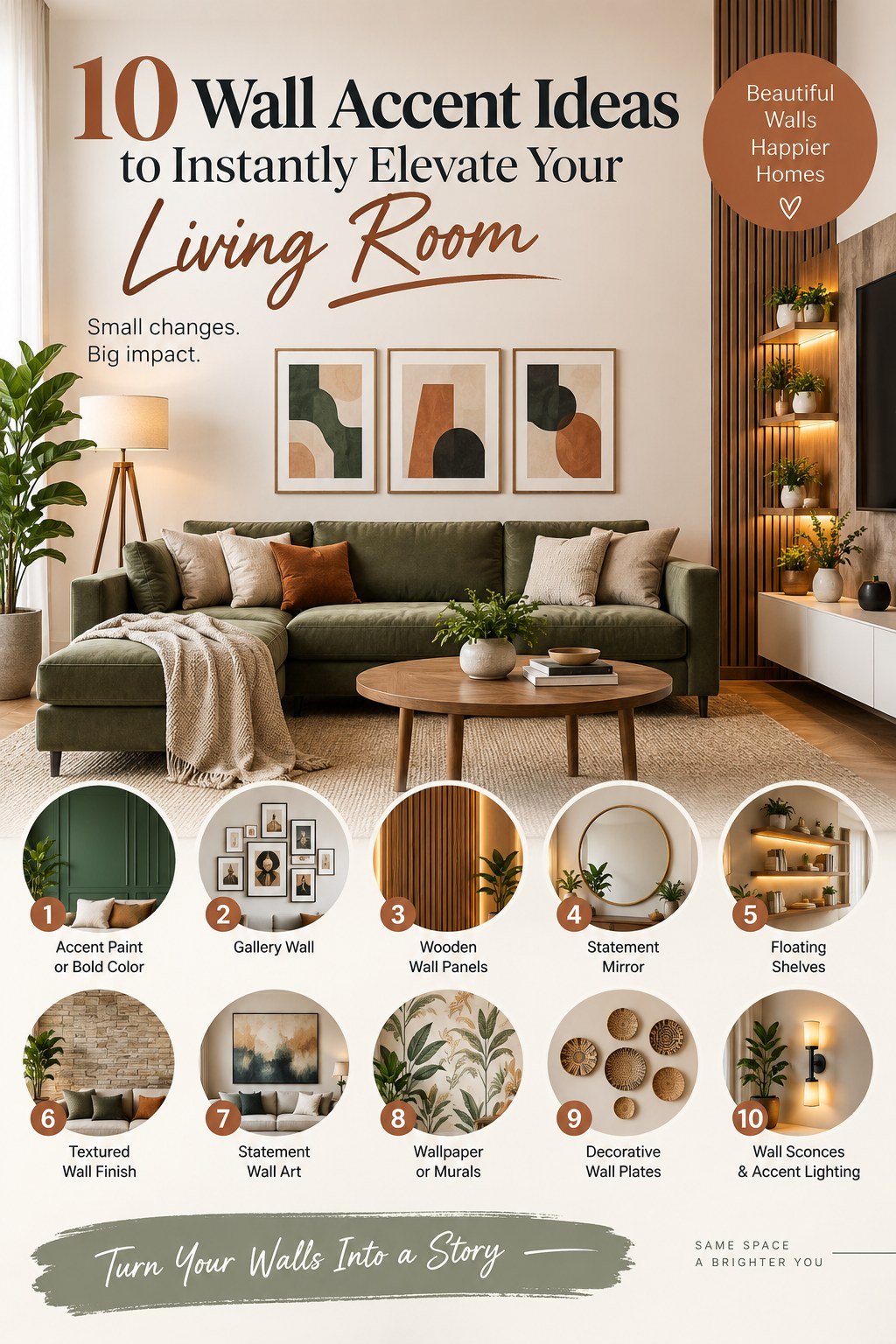 10 Wall Accent Ideas to Instantly Elevate Your Living Room