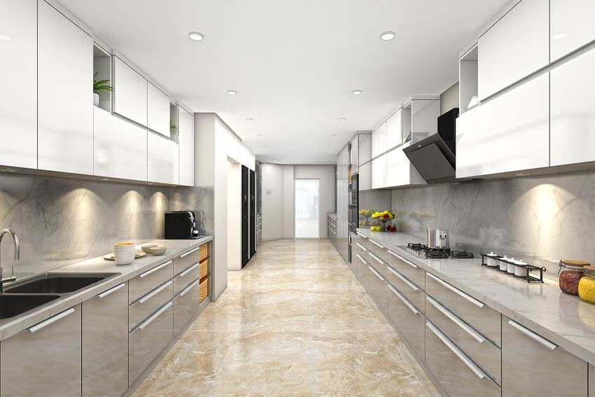 15-Year-Old Kitchen Transformed into Sleek Acrylic Parallel Kitchen