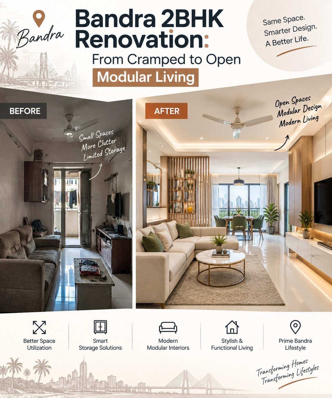 Bandra 2BHK Renovation: From Cramped to Open Modular Living