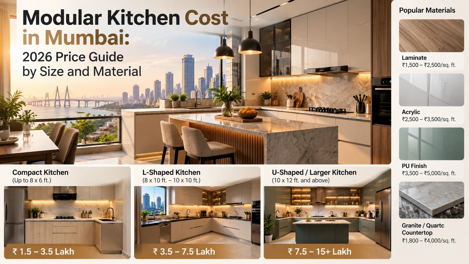 Modular Kitchen Cost in Mumbai: 2026 Price Guide by Size and Material