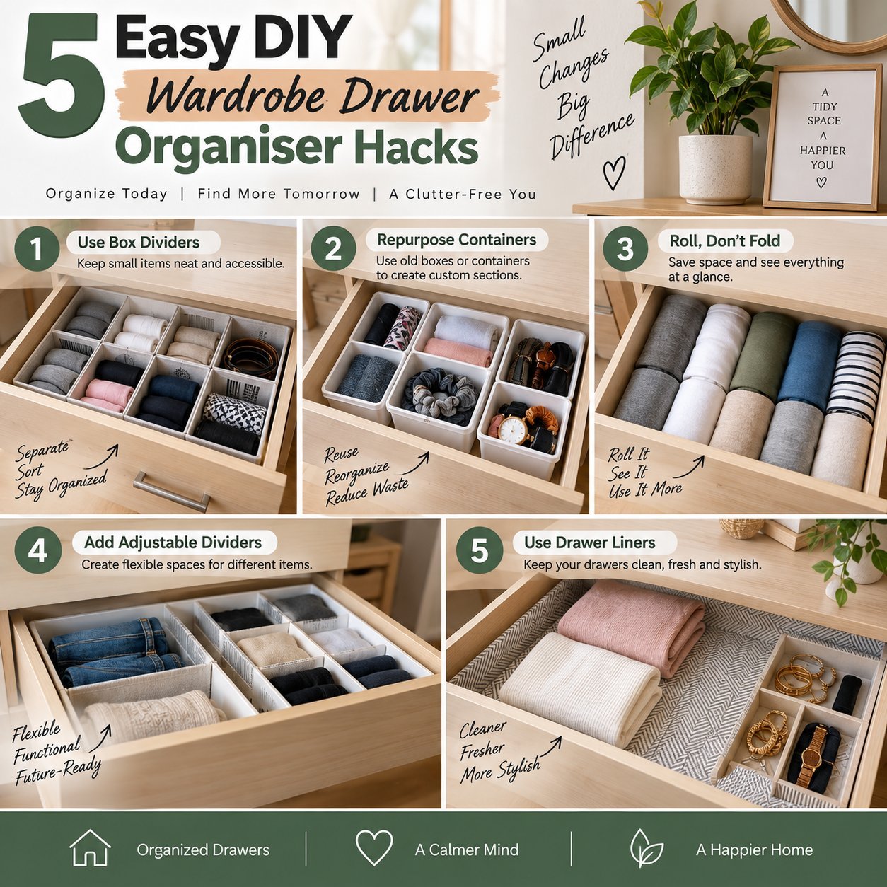 5 Easy DIY Wardrobe Drawer Organiser Hacks